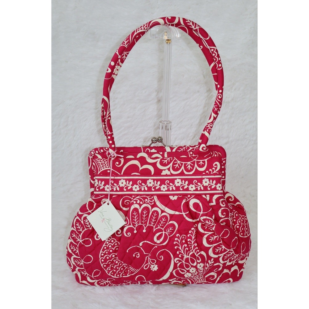 NWT Vera Bradley Alice Frame Handbag Twirly Birds Pink Retired Vintage Kisslock